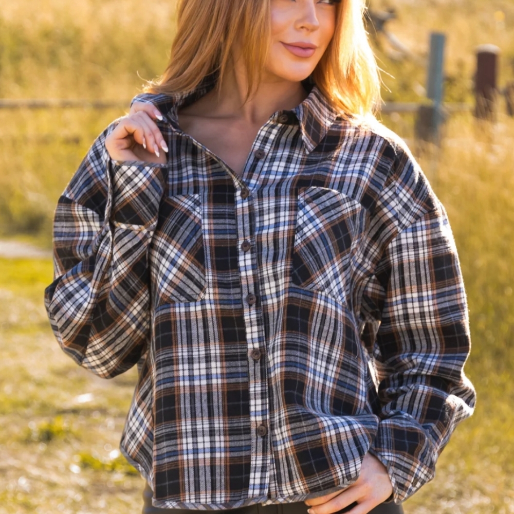 Black plaid flannel shirt